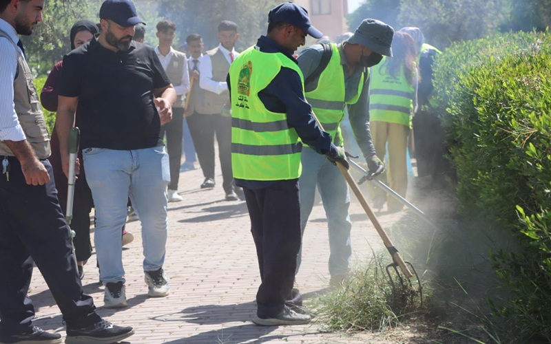 To provide a suitable university environment Kirkuk University launches a major cleaning campaign
