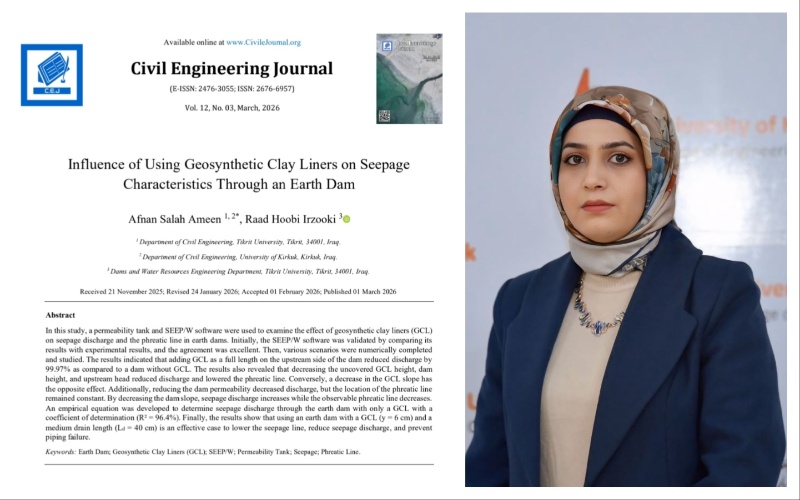 A faculty member from Kirkuk University publishes a scientific paper in an international journal.